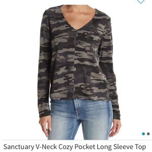 Sanctuary v-neck cozy pocket long sleeve tee.